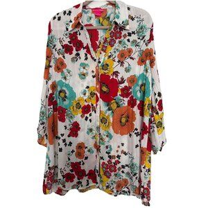 Sunny Leigh Women's Blouse Top Size XL Bright Colored Multi-color 3/4” Sleeve
